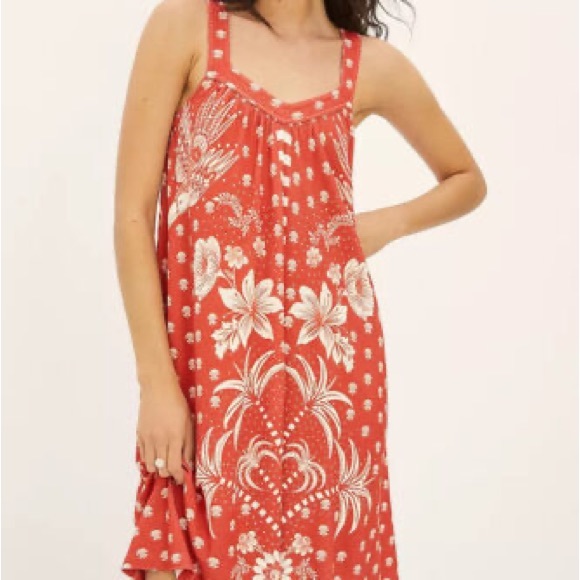 Farm Rio Red and White Print Knit Dress size L - Picture 2 of 10